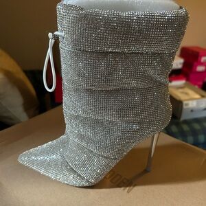 Steve Madden Silver Rhinestone Ankle Boots